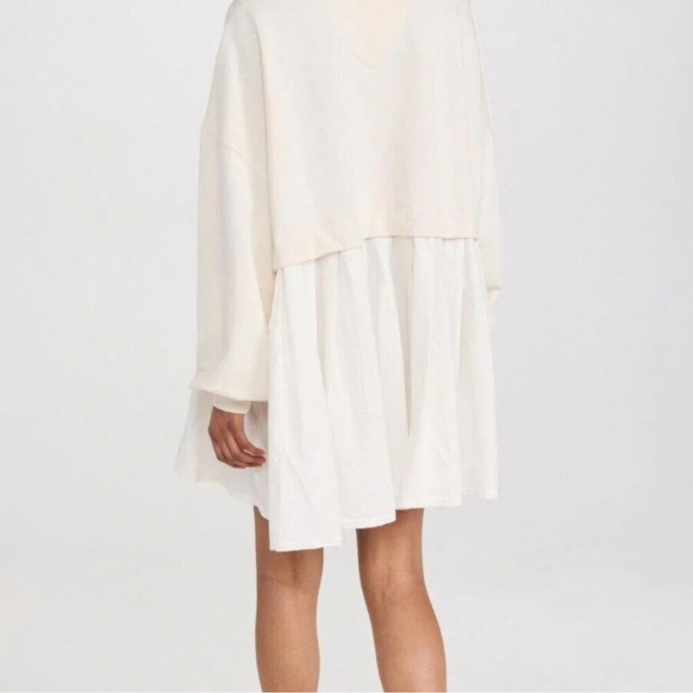 Free People Eleanor Pleated Trapeze Sweatshirt Mini Dress Size Small Oversized